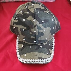 Camouflage  Cap with Rhinestones